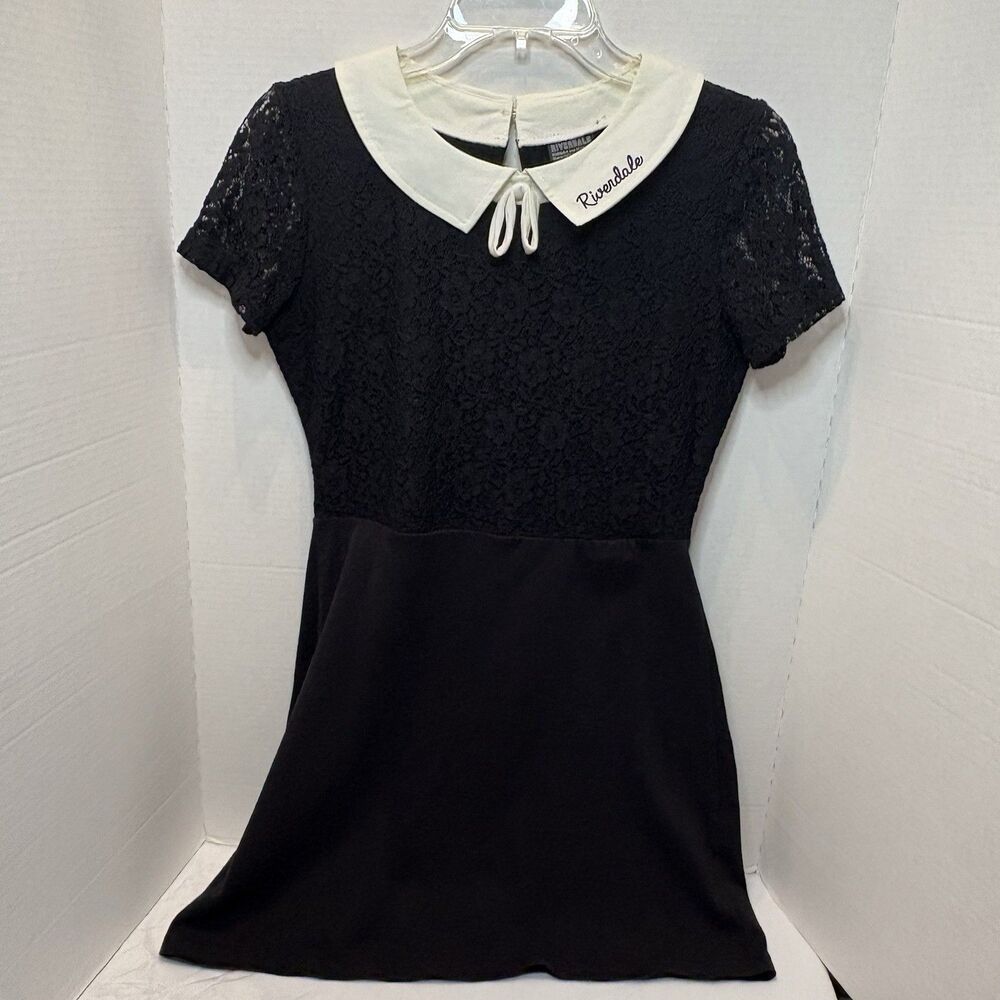 Riverdale Veronica Lace Cosplay Collared Mini Dress Size S/M Black Retro